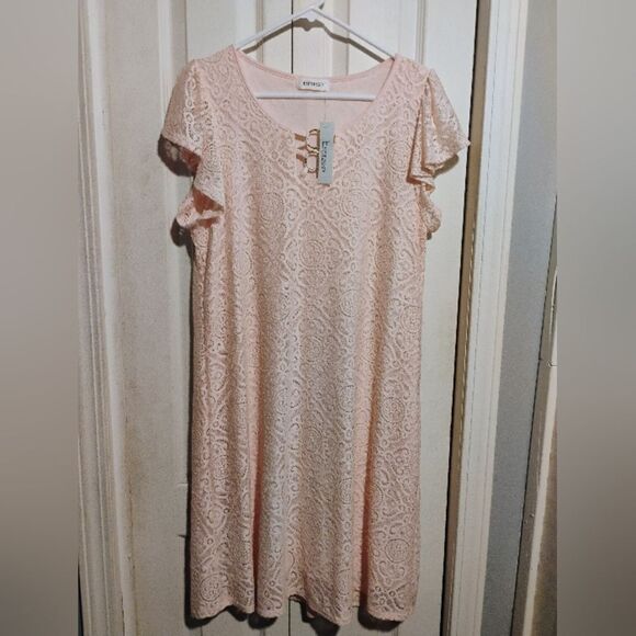 Espresso Soft Pink Lace Mini Dress - Picture 1 of 12